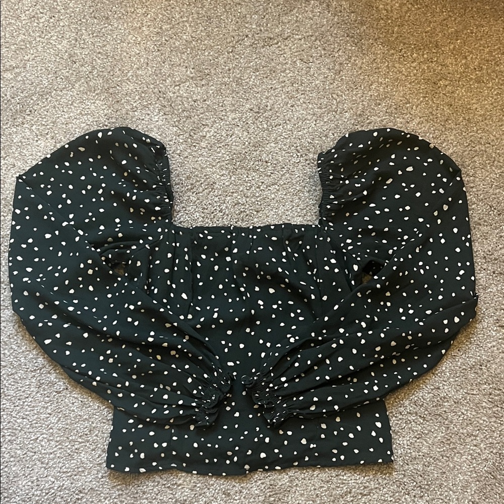 Abercrombie & Fitch Dark Green Blouse w/ White Dots